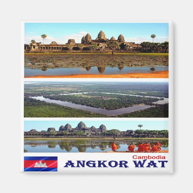 Rif. KH Cambodia, Angkor Wat, Mosaic, fridge Magnet (Front)