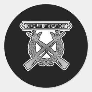 Rife Expert USMC Black Classic Round Sticker