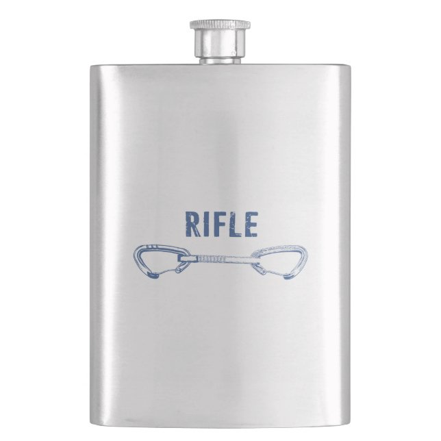 Rifle Colorado Rock Climbing Quickdraw Hip Flask (Front)
