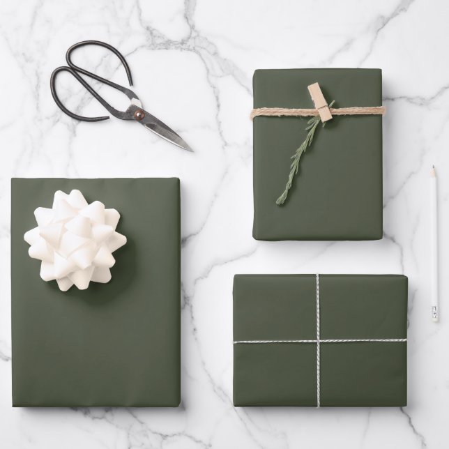 Rifle Green Solid Colour Wrapping Paper Sheet (Front)