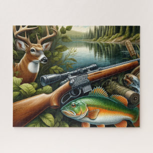 Rifle Hunting Fishing Lake Jigsaw Puzzle