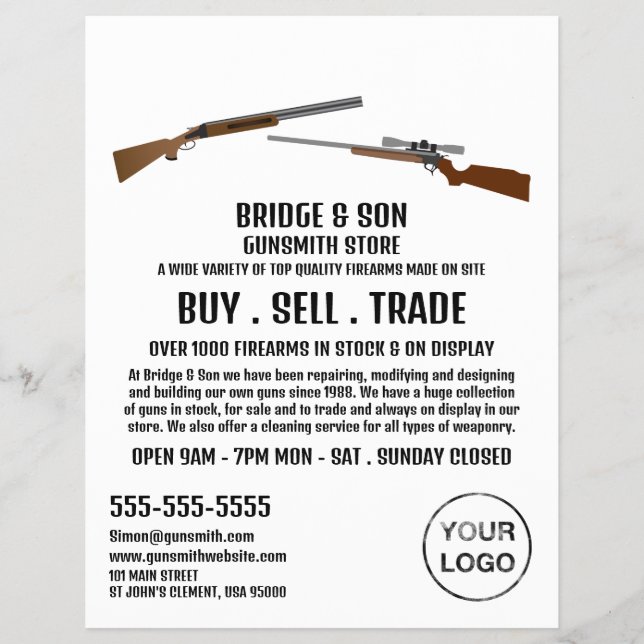 Rifle & Shotgun, Gunsmith, Gunstore Advertising Flyer (Front)