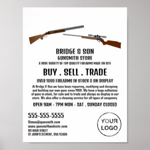 Rifle & Shotgun, Gunsmith, Gunstore Advertising Poster