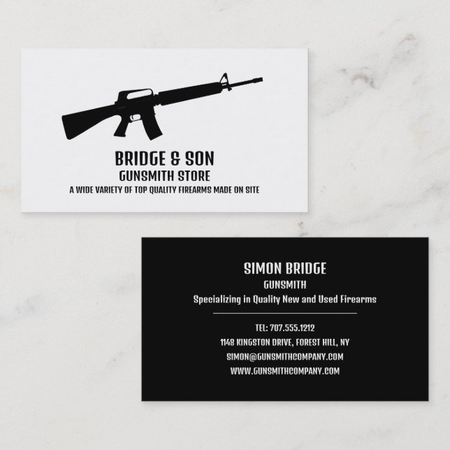 Rifle Silhouette, Gunsmith, Gunstore Business Card (Front/Back)