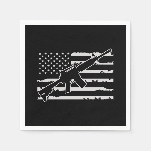 Rifle Weapon American Flag Napkin (Front)