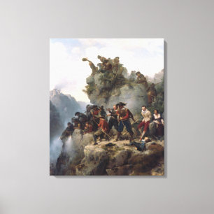 Riflemen Defending a Mountain Pass (Karl Lessing) Canvas Print