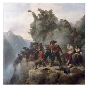 Riflemen Defending a Mountain Pass (Karl Lessing) Tile