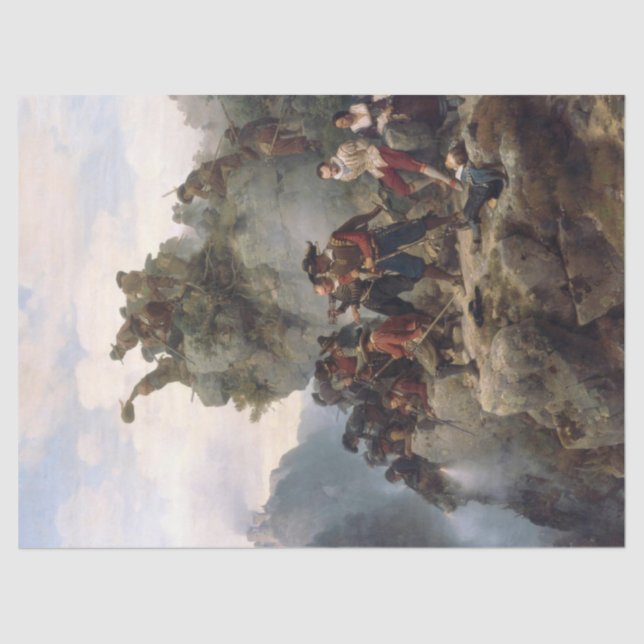 Riflemen Defending a Mountain Pass (Karl Lessing) Tissue Paper (Front)