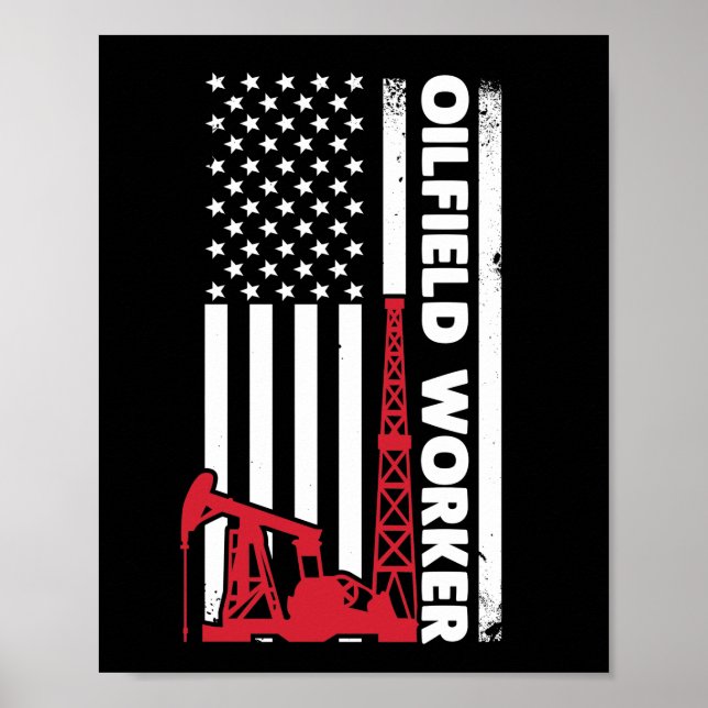 Rig Drilling Roughneck Oilfield Worker Poster (Front)
