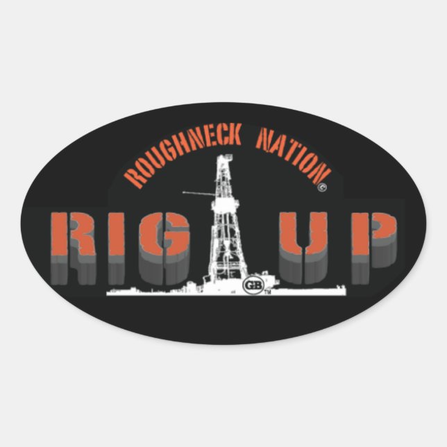 RIG UP Oilfield Oval Sticker (Front)