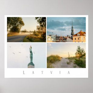 Riga and Latvia Travel Photo Collage Poster
