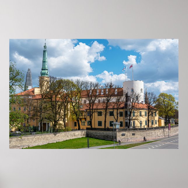 Riga Castle during sunny day in Riga, Latvia Poster (Front)