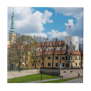 Riga Castle during sunny day in Riga, Latvia Tile