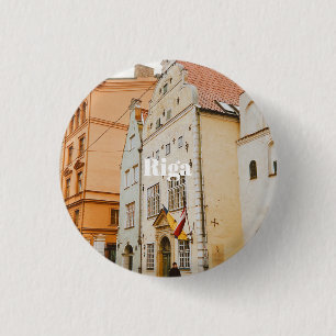 Riga Cityscape Flexible Photo Magnet 3 Cm Round Badge