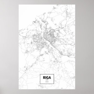 Riga, Latvia (black on white) Poster