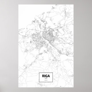 Riga, Latvia (black on white) Poster