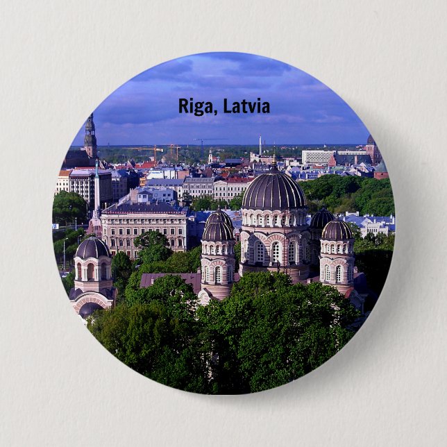 Riga, Latvia cityscape, 7.5 Cm Round Badge (Front)