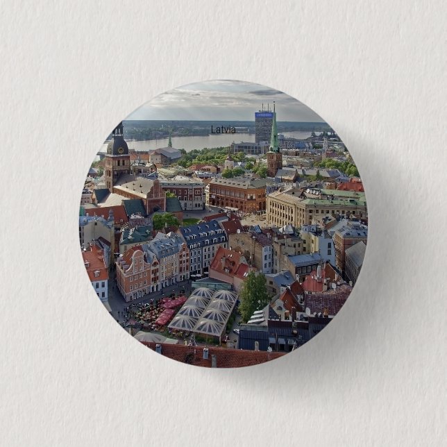 Riga, Latvia cityscape photograph 3 Cm Round Badge (Front)