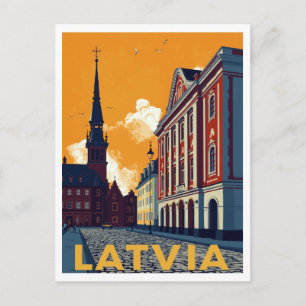 Riga Latvia Old Town Retro Postcard