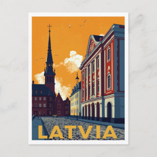 Riga Latvia Old Town Retro Postcard