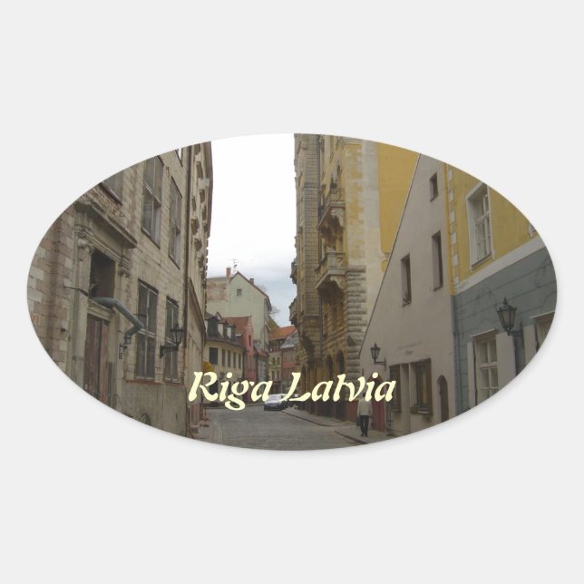 Riga Latvia Oval Sticker (Front)