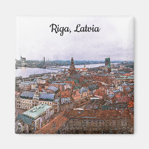 Riga, Latvia Panorama View Magnet
