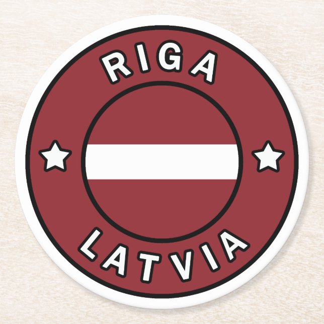 Riga Latvia Round Paper Coaster (Front)