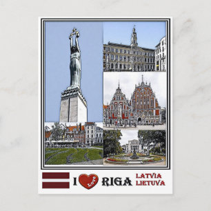 Riga Latvia - The Riba City - Livu Square - Postcard