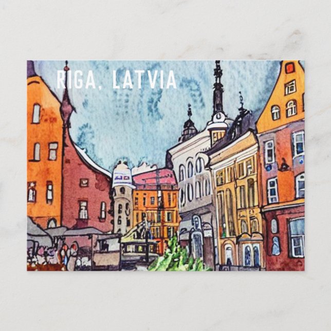 Riga Latvia Town Square Postcard (Front)