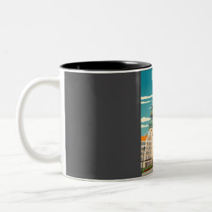 Riga Latvia Vintage Minimal Retro Travel Poster Two-Tone Coffee Mug
