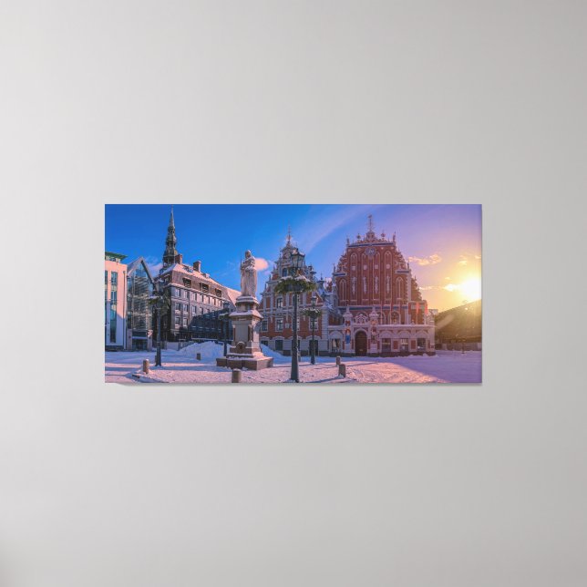 Riga Town Hall Square in winter Canvas Print (Front)