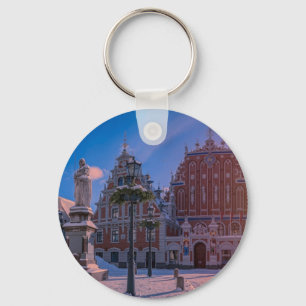 Riga Town Hall Square in winter Key Ring