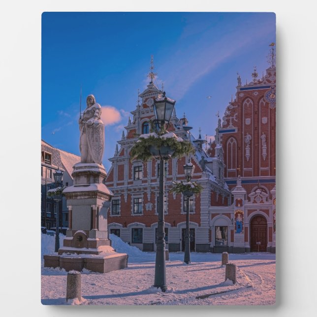 Riga Town Hall Square in winter Plaque (Front)
