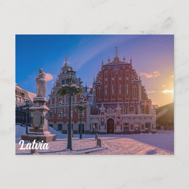 Riga Town Hall Square in winter Postcard (Front)