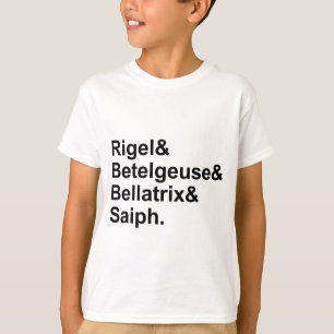 Rigel Betelgeuse Bellatrix Saiph Stars of Orion T-Shirt