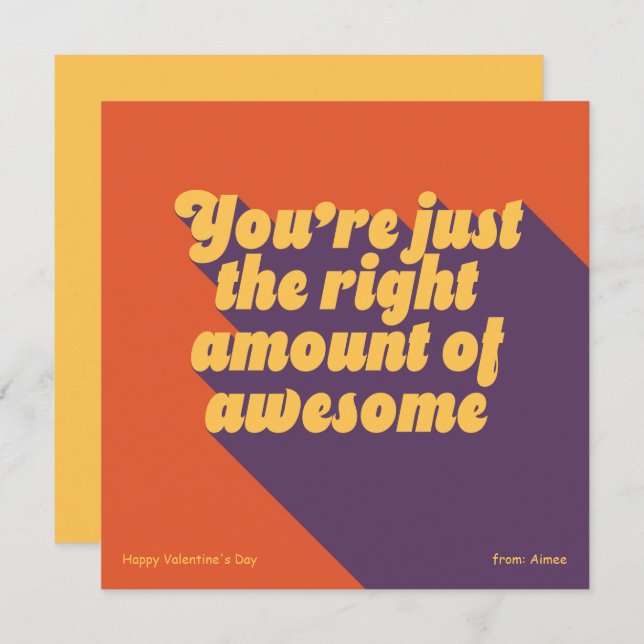 Right amount of awesome friend Valentine Holiday Card (Front/Back)