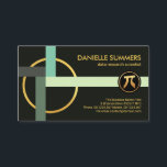 Right Angle Tangent Mathematical Shapes Business Card<br><div class="desc">A dark green cover features a mathematical shapes design with an underlying faux gold circle. Over at the right top lies your prestigious name and job title with the contact details near the base of the card. In between these items is a gold "pi number" logo you can use. Overleaf,...</div>
