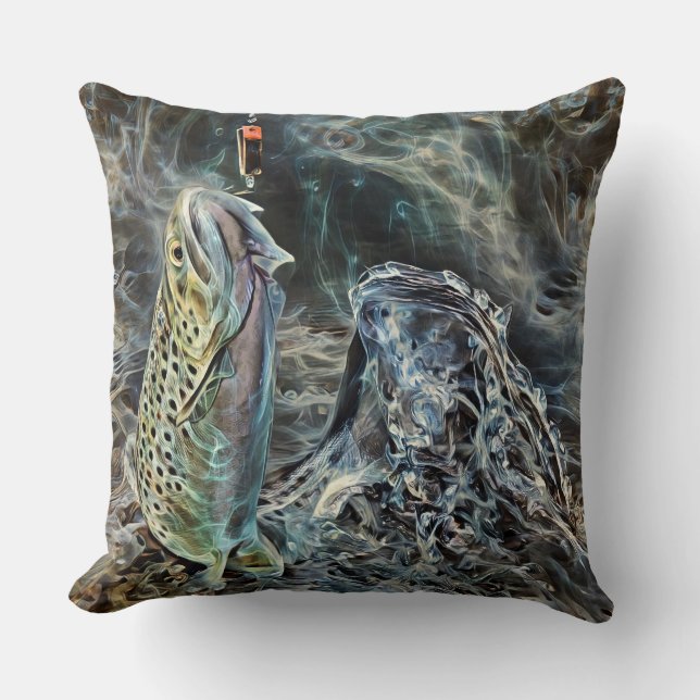 Right Before The Storm Trout Fishing Cushion (Front)