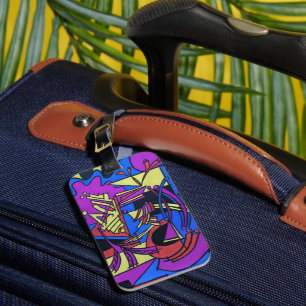 Right Brain Left Brain-Hand Painted Abstract Art Luggage Tag