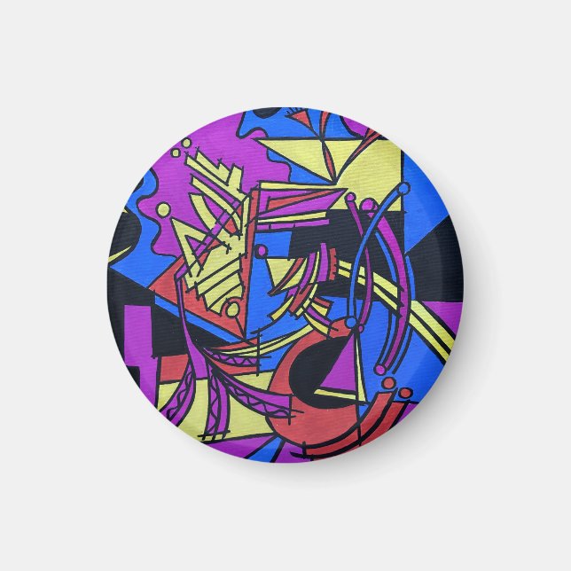 Right Brain Left Brain-Hand Painted Abstract Art Magnet (Front)