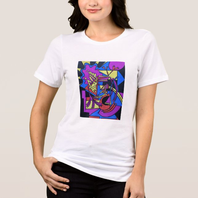 Right Brain Left Brain-Hand Painted Abstract Art Tri-Blend Shirt (Front)