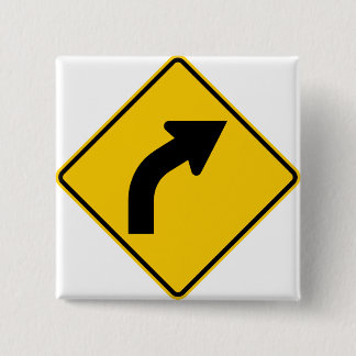 Right Curve Ahead Highway Sign 15 Cm Square Badge