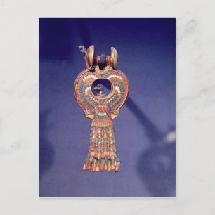 Right earring from a pair earrings with a postcard