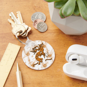 Right Facing Kokopelli Musician With Musical Notes Key Ring