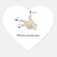 Right hand rule cross product Physics gang sign