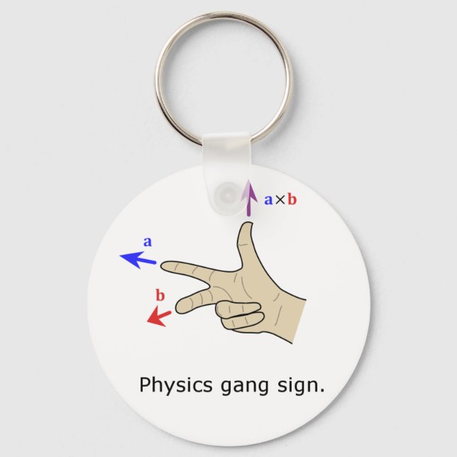 Right hand rule cross product Physics gang sign Key Ring (Front)