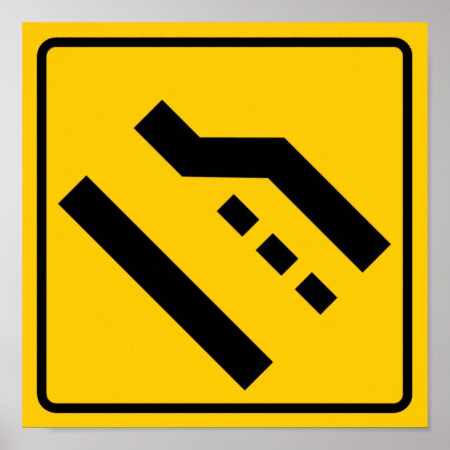 Right Lane Ends Highway Sign (Front)