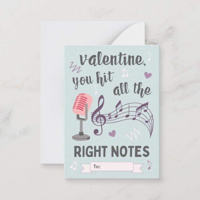 Right Notes Classroom Valentine's Day Note Card (Front)
