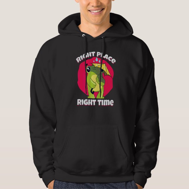Right Place Right Time Frog Pluviophile Umbrella Hoodie (Front)
