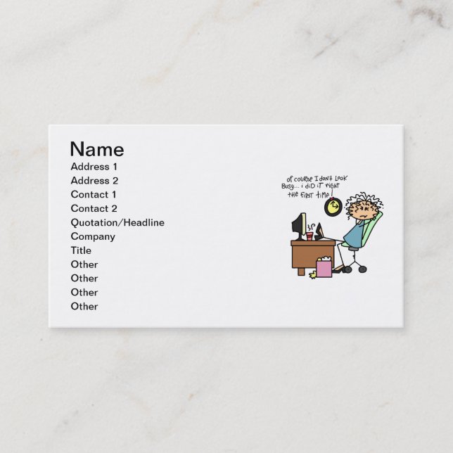 Right The First Time Humour Business Card (Front)